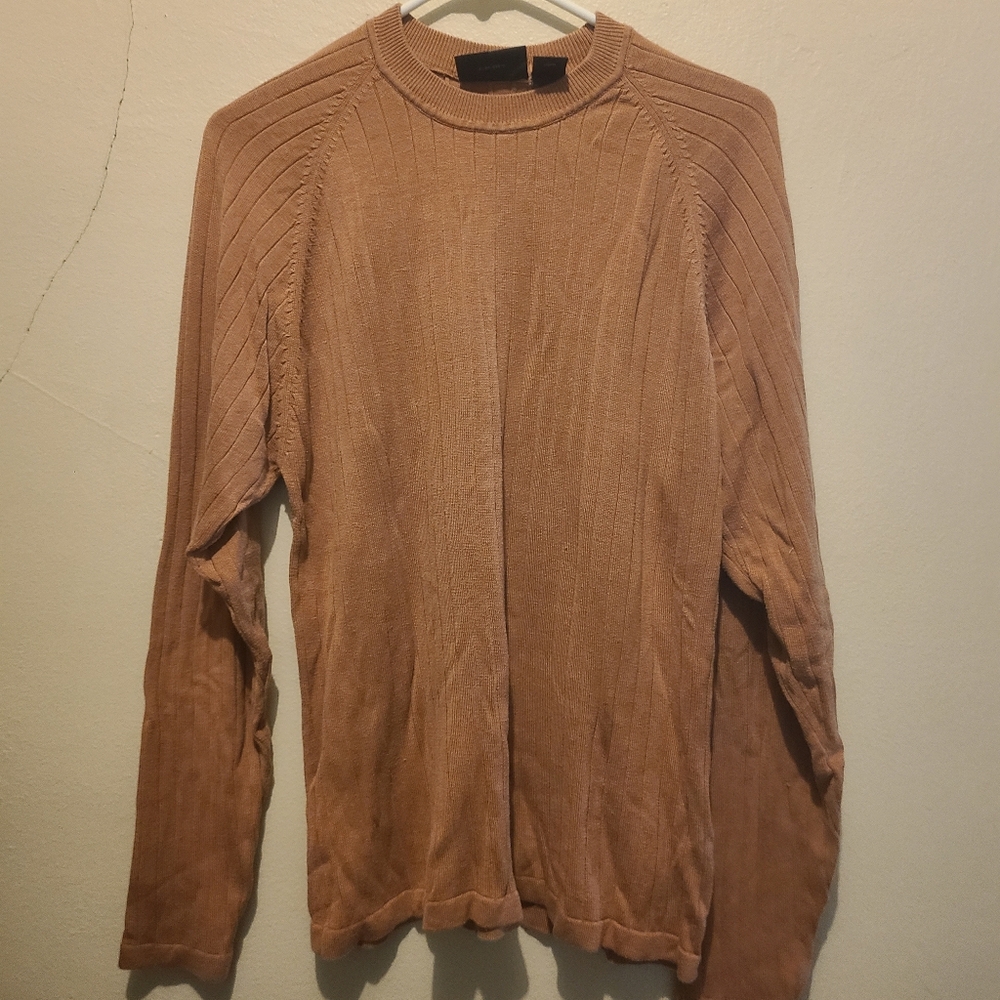 Ribbed Silk Sweater Clay Tan Brown Caramel
